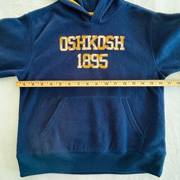 Oshkosh B'gosh Fleece Pullover Hoodie Navy Blue & Gold Sz 7 - Picture 3 of 5